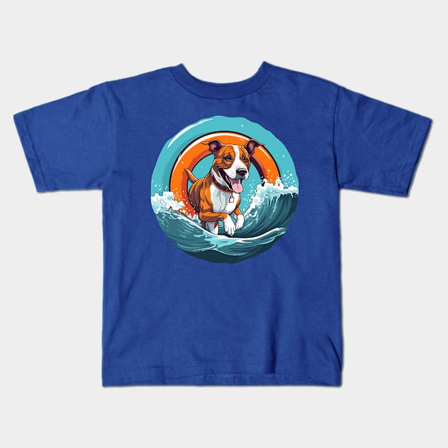 Water Rescuer Amstaff: Lifesaving Guardian Kids T-Shirt by Cute Dogs AI